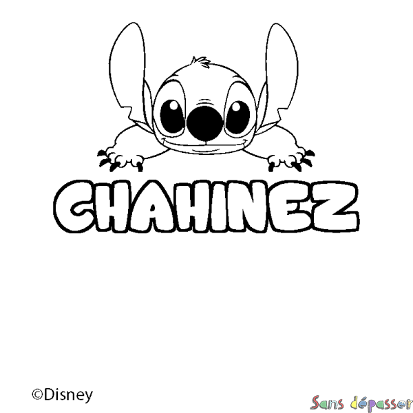 Coloriage pr&eacute;nom CHAHINEZ - d&eacute;cor Stitch