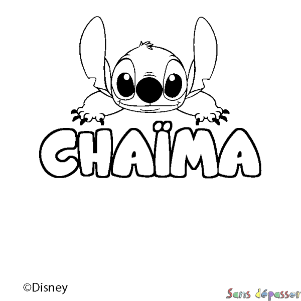 Coloriage pr&eacute;nom CHA&Iuml;MA - d&eacute;cor Stitch