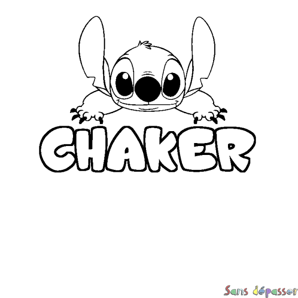 Coloriage prénom CHAKER - d&eacute;cor Stitch