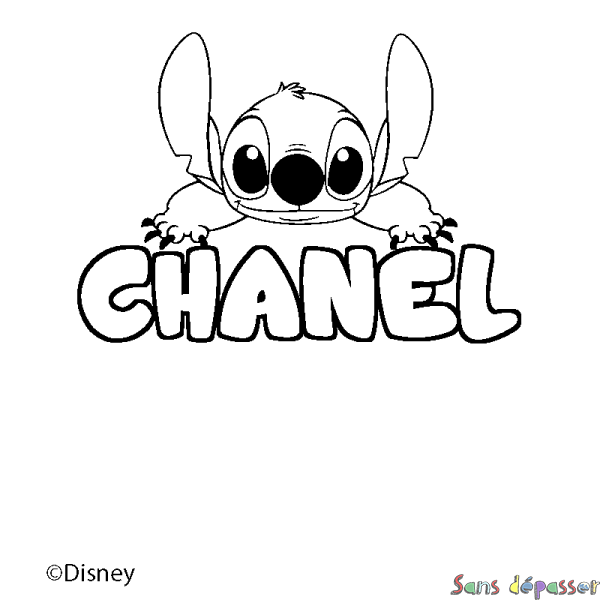 Coloriage pr&eacute;nom CHANEL - d&eacute;cor Stitch