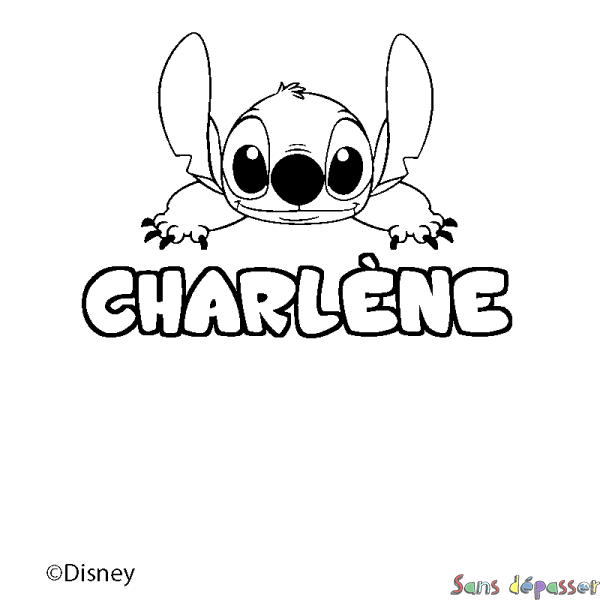 Coloriage pr&eacute;nom CHARL&Egrave;NE - d&eacute;cor Stitch