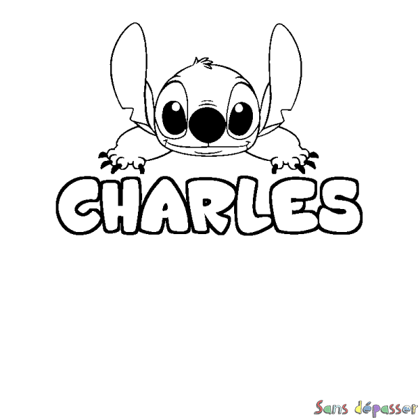 Coloriage prénom CHARLES - d&eacute;cor Stitch