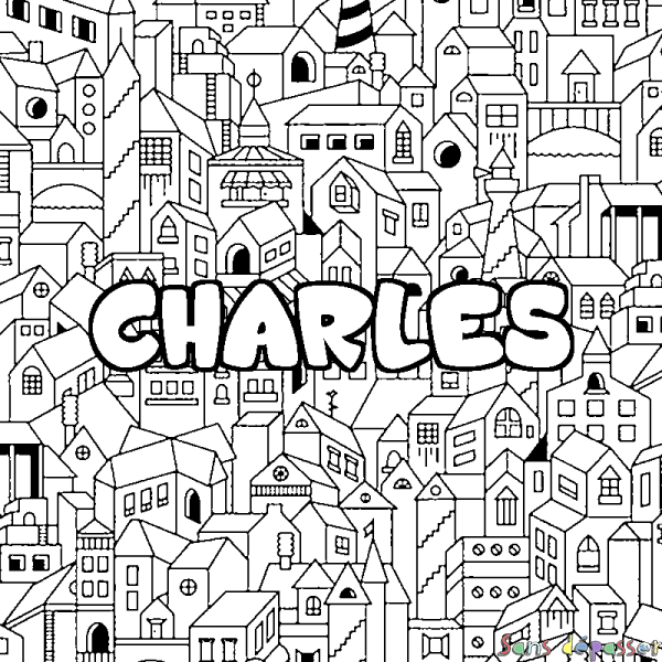 Coloriage prénom CHARLES - d&eacute;cor Ville