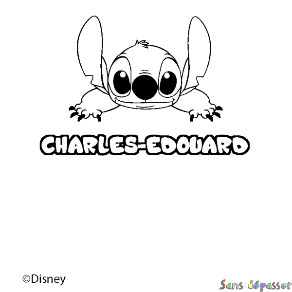 Coloriage pr&eacute;nom CHARLES-EDOUARD - d&eacute;cor Stitch