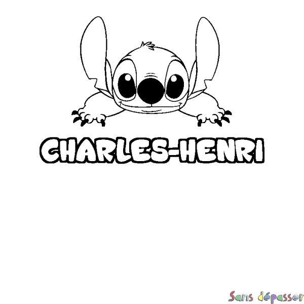 Coloriage prénom CHARLES-HENRI - d&eacute;cor Stitch