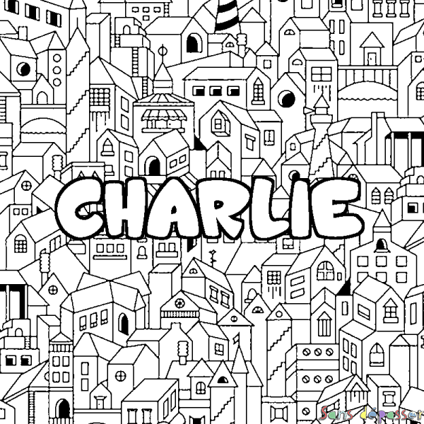 Coloriage prénom CHARLIE - d&eacute;cor Ville
