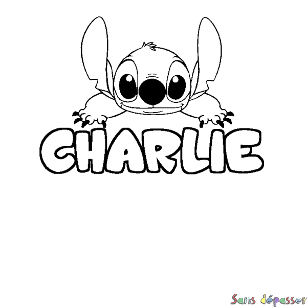 Coloriage prénom CHARLIE - d&eacute;cor Stitch