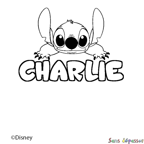 Coloriage pr&eacute;nom CHARLIE - d&eacute;cor Stitch