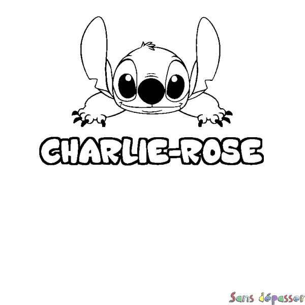 Coloriage prénom CHARLIE-ROSE - d&eacute;cor Stitch