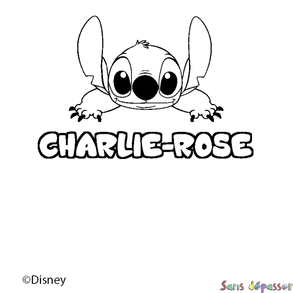 Coloriage pr&eacute;nom CHARLIE-ROSE - d&eacute;cor Stitch