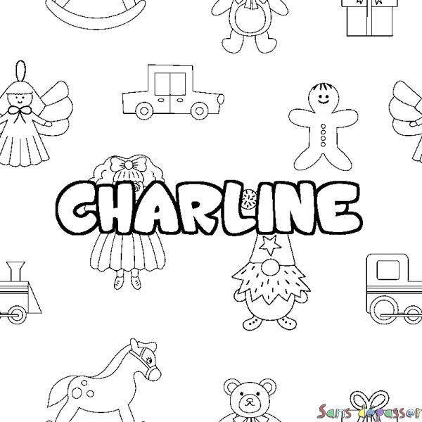 Coloriage prénom CHARLINE - d&eacute;cor Jouets