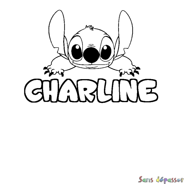 Coloriage prénom CHARLINE - d&eacute;cor Stitch