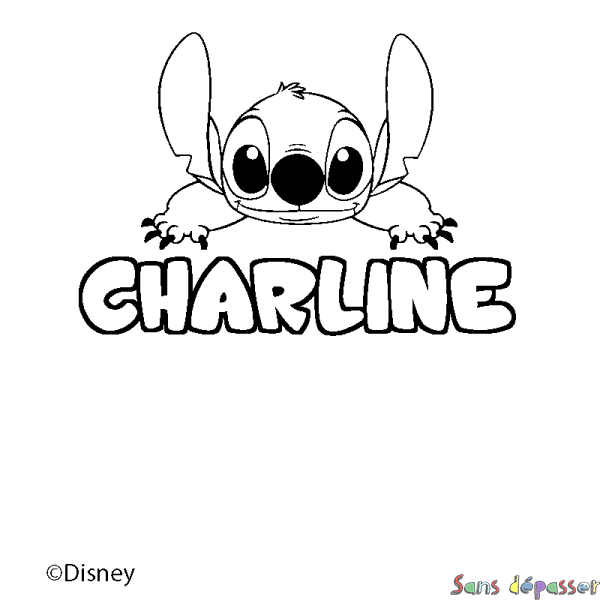 Coloriage pr&eacute;nom CHARLINE - d&eacute;cor Stitch