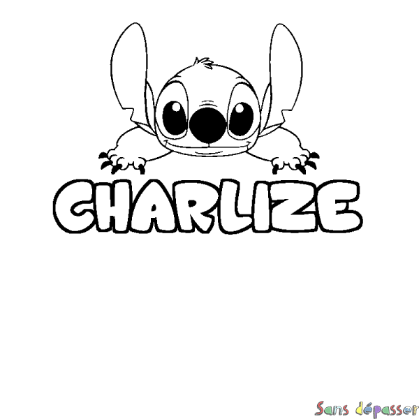 Coloriage prénom CHARLIZE - d&eacute;cor Stitch