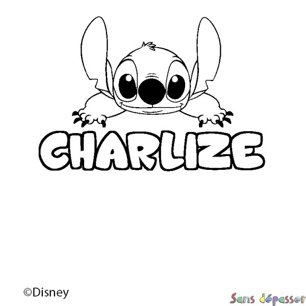 Coloriage pr&eacute;nom CHARLIZE - d&eacute;cor Stitch