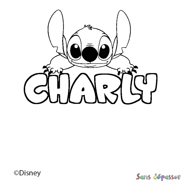 Coloriage pr&eacute;nom CHARLY - d&eacute;cor Stitch