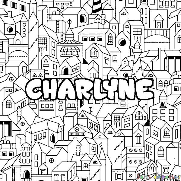 Coloriage prénom CHARLYNE - d&eacute;cor Ville
