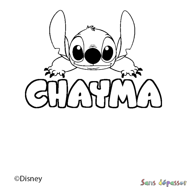 Coloriage pr&eacute;nom CHAYMA - d&eacute;cor Stitch