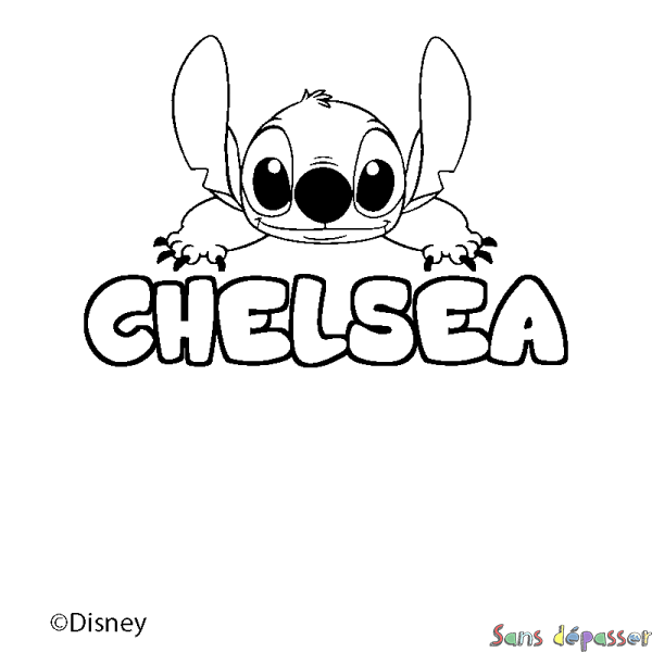 Coloriage pr&eacute;nom CHELSEA - d&eacute;cor Stitch