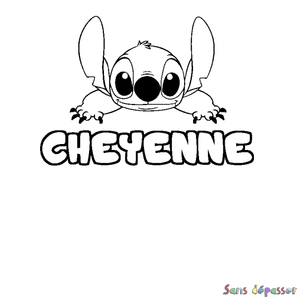 Coloriage prénom CHEYENNE - d&eacute;cor Stitch