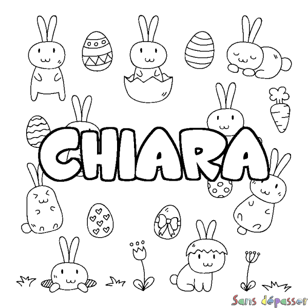 Coloriage pr&eacute;nom CHIARA - d&eacute;cor Paques
