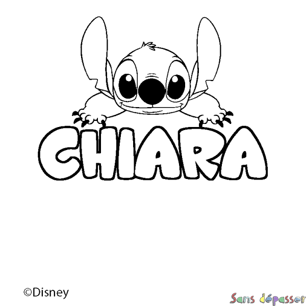 Coloriage pr&eacute;nom CHIARA - d&eacute;cor Stitch