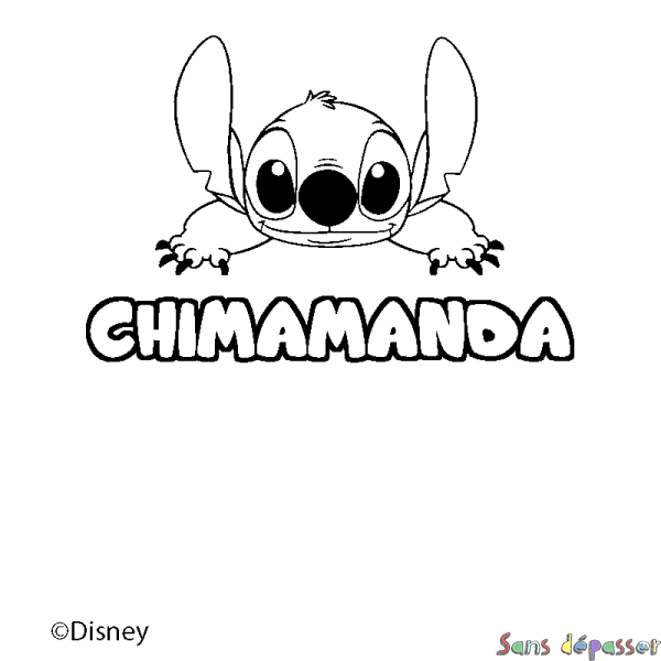 Coloriage pr&eacute;nom CHIMAMANDA - d&eacute;cor Stitch