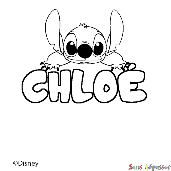 Coloriage pr&eacute;nom CHLO&Eacute; - d&eacute;cor Stitch