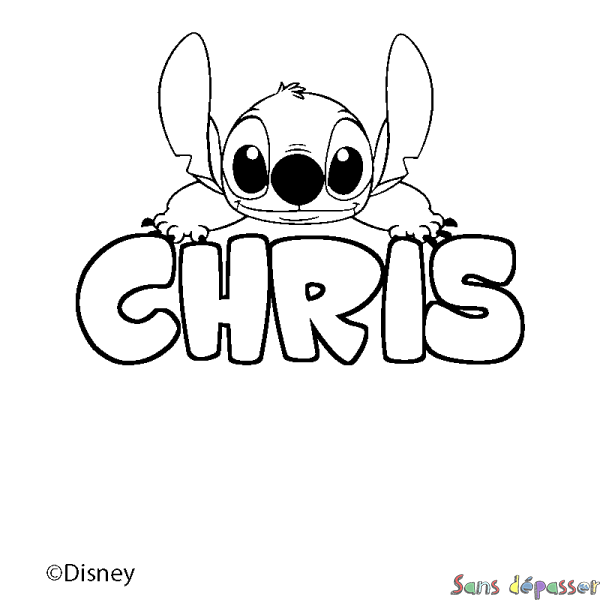 Coloriage pr&eacute;nom CHRIS - d&eacute;cor Stitch