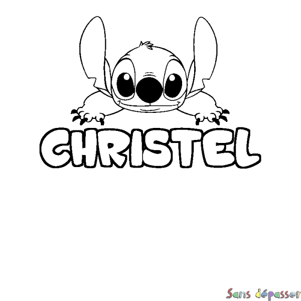 Coloriage prénom CHRISTEL - d&eacute;cor Stitch