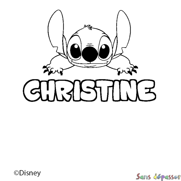 Coloriage pr&eacute;nom CHRISTINE - d&eacute;cor Stitch