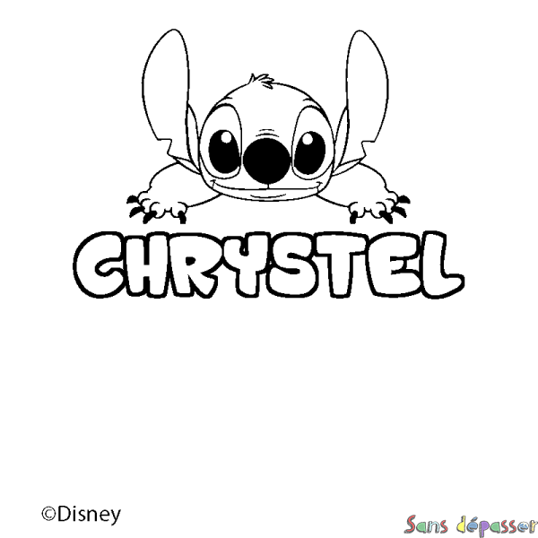 Coloriage pr&eacute;nom CHRYSTEL - d&eacute;cor Stitch