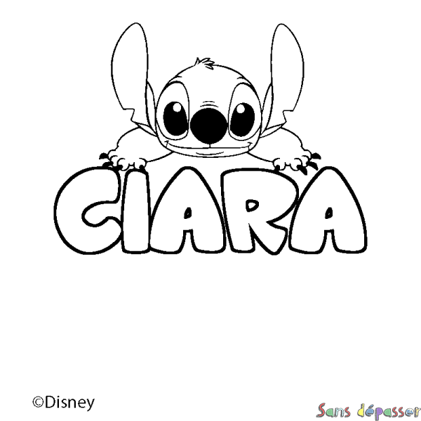 Coloriage pr&eacute;nom CIARA - d&eacute;cor Stitch