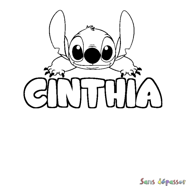 Coloriage prénom CINTHIA - d&eacute;cor Stitch