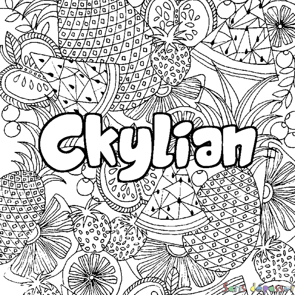 Coloriage pr&eacute;nom Ckylian - d&eacute;cor Mandala fruits