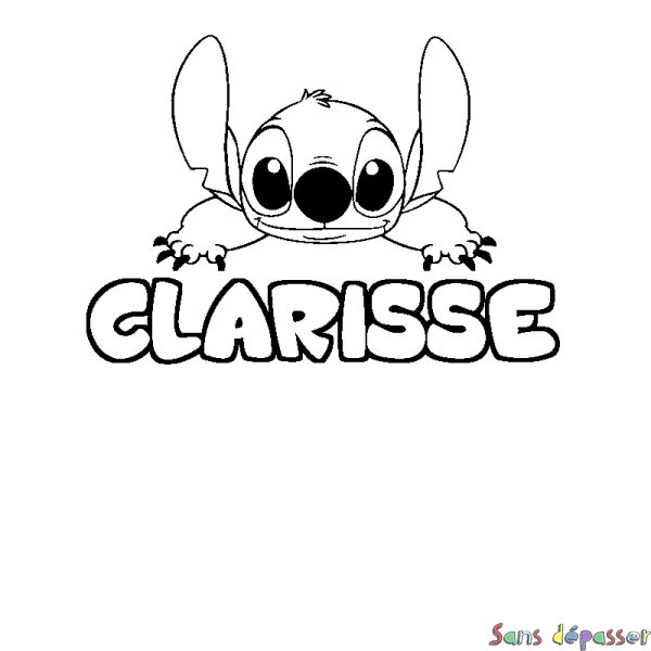 Coloriage prénom CLARISSE - d&eacute;cor Stitch
