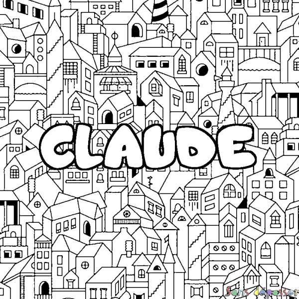 Coloriage prénom CLAUDE - d&eacute;cor Ville