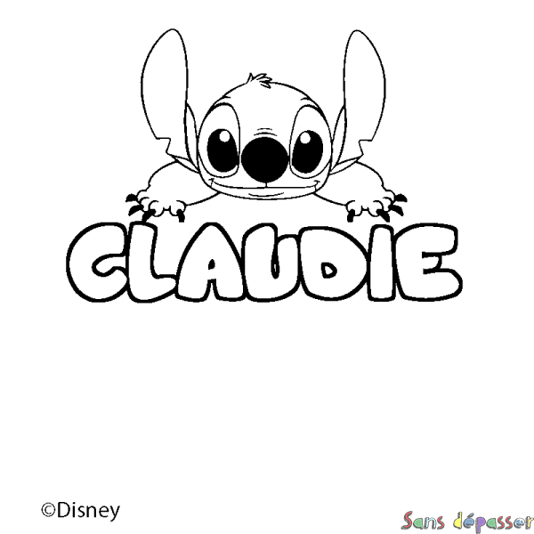 Coloriage pr&eacute;nom CLAUDIE - d&eacute;cor Stitch