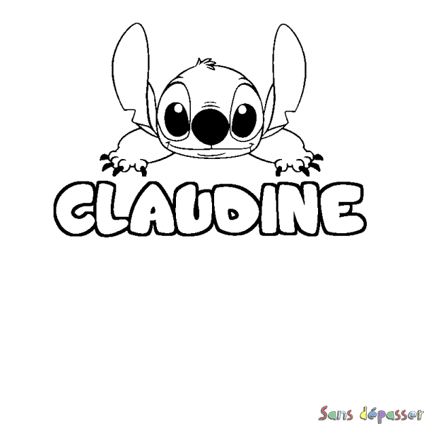 Coloriage prénom CLAUDINE - d&eacute;cor Stitch
