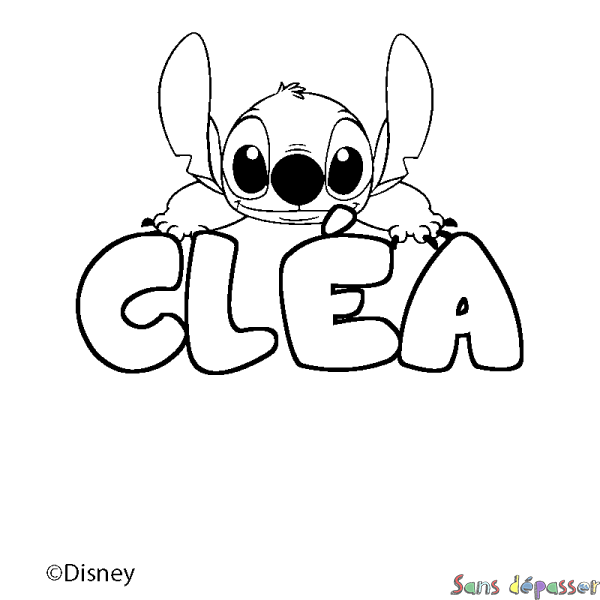 Coloriage pr&eacute;nom CL&Eacute;A - d&eacute;cor Stitch