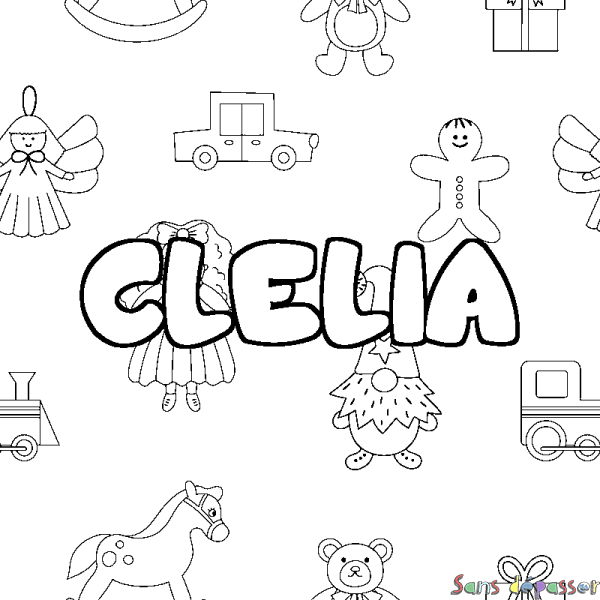 Coloriage prénom CLELIA - d&eacute;cor Jouets