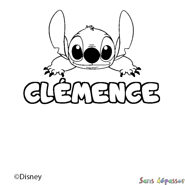Coloriage pr&eacute;nom CL&Eacute;MENCE - d&eacute;cor Stitch