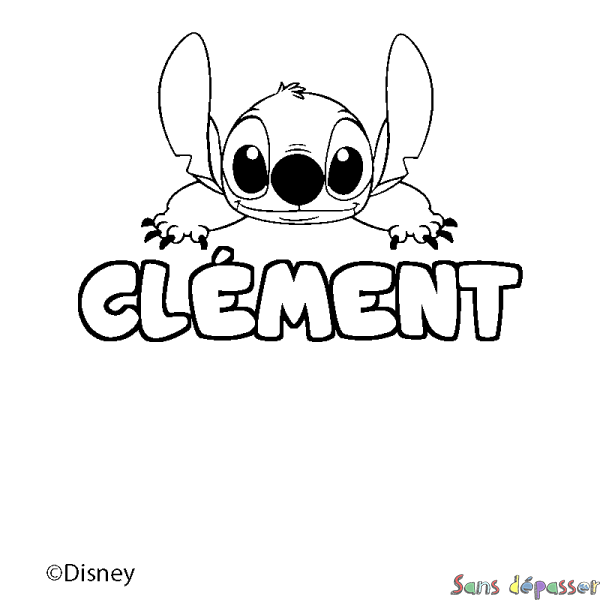 Coloriage pr&eacute;nom CL&Eacute;MENT - d&eacute;cor Stitch
