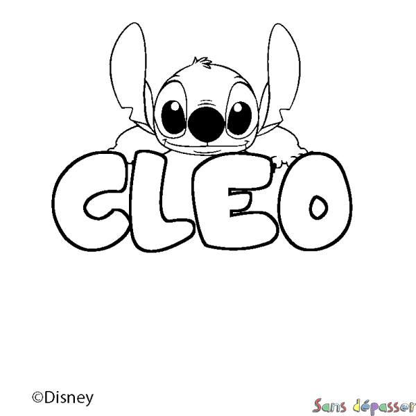 Coloriage pr&eacute;nom CLEO - d&eacute;cor Stitch