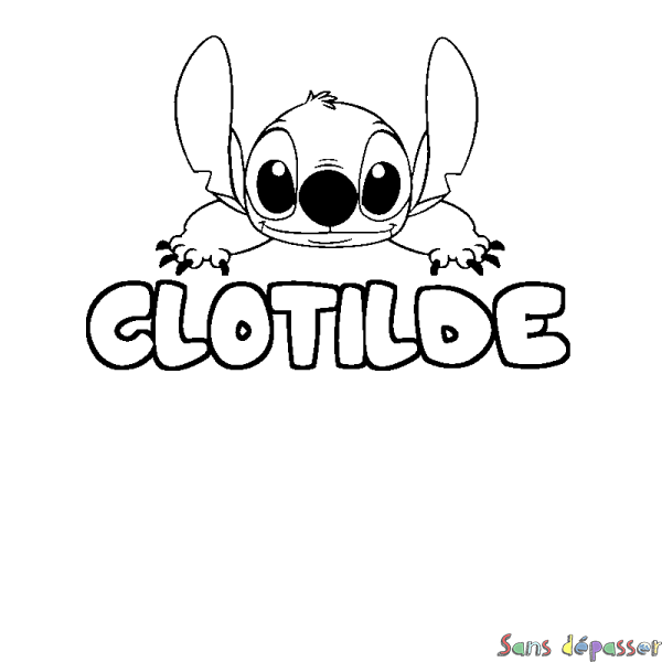 Coloriage prénom CLOTILDE - d&eacute;cor Stitch