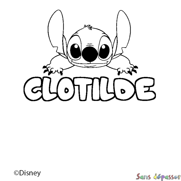 Coloriage pr&eacute;nom CLOTILDE - d&eacute;cor Stitch