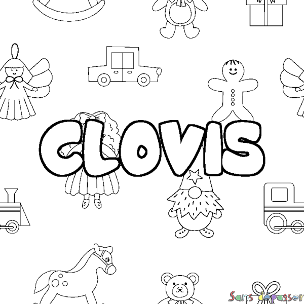 Coloriage prénom CLOVIS - d&eacute;cor Jouets