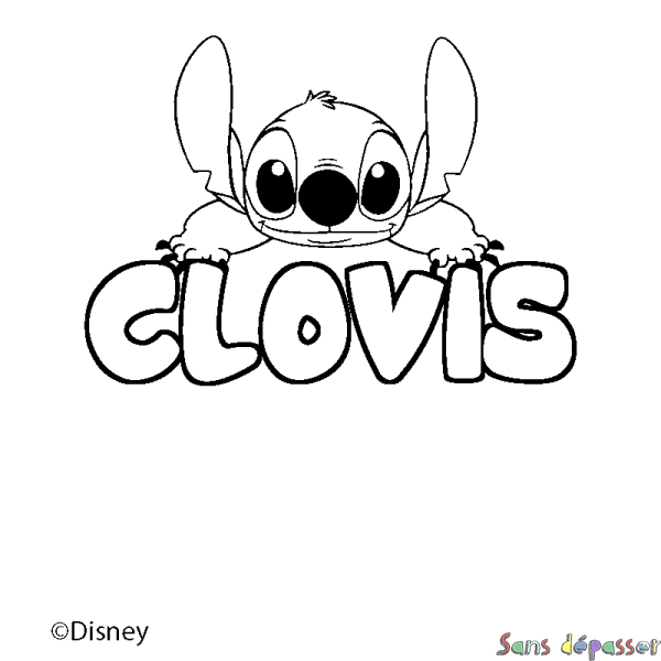 Coloriage pr&eacute;nom CLOVIS - d&eacute;cor Stitch