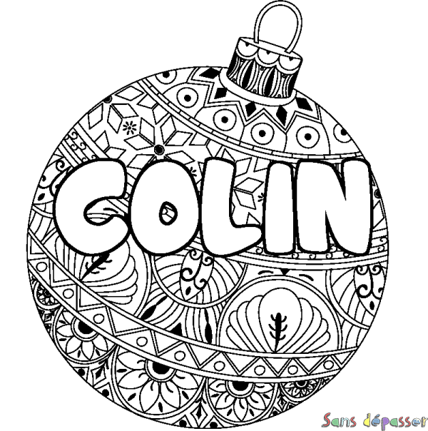 Coloriage prénom COLIN - d&eacute;cor Boule de No&euml;l