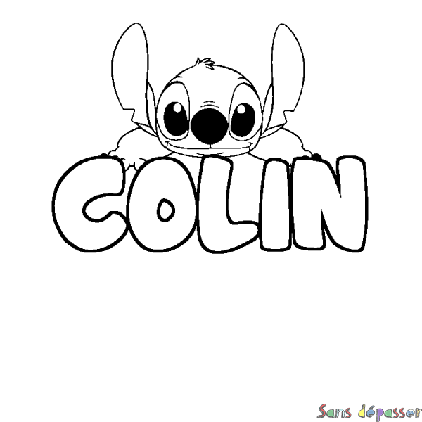 Coloriage prénom COLIN - d&eacute;cor Stitch